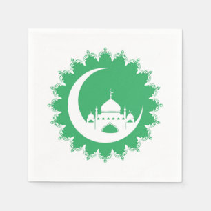 White Mosque in Crescent Moon Ramadan Napkin