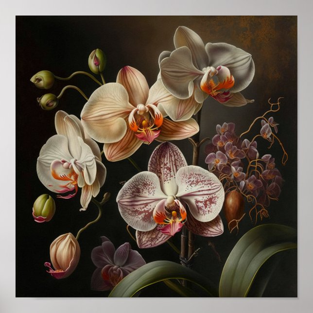 White Moth Orchid Flowers Art Print Poster (Front)