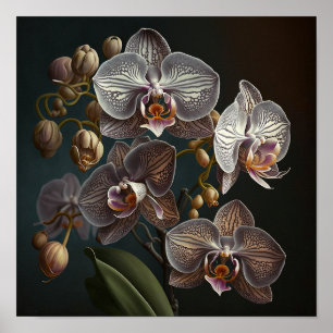 White Moth Orchid Flowers Art Print Poster