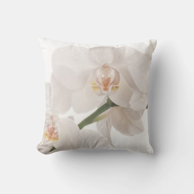 White Moth Orchid Throw Pillow (Front)