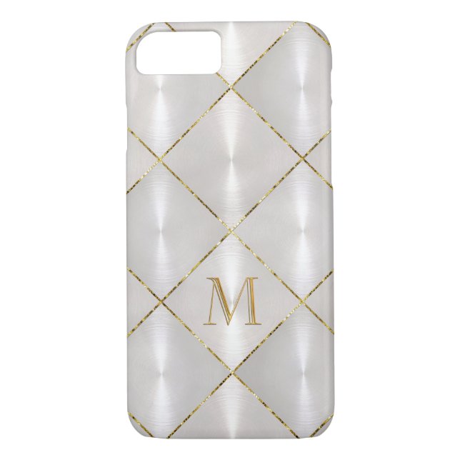 White Mother of Pearl with Gold Monogram Case-Mate iPhone Case (Back)
