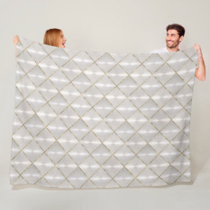 White Mother of Pearl with Gold Monogram Fleece Blanket