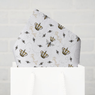 White Mothers Day Royal Queen Bee & Gold Crown Tissue Paper