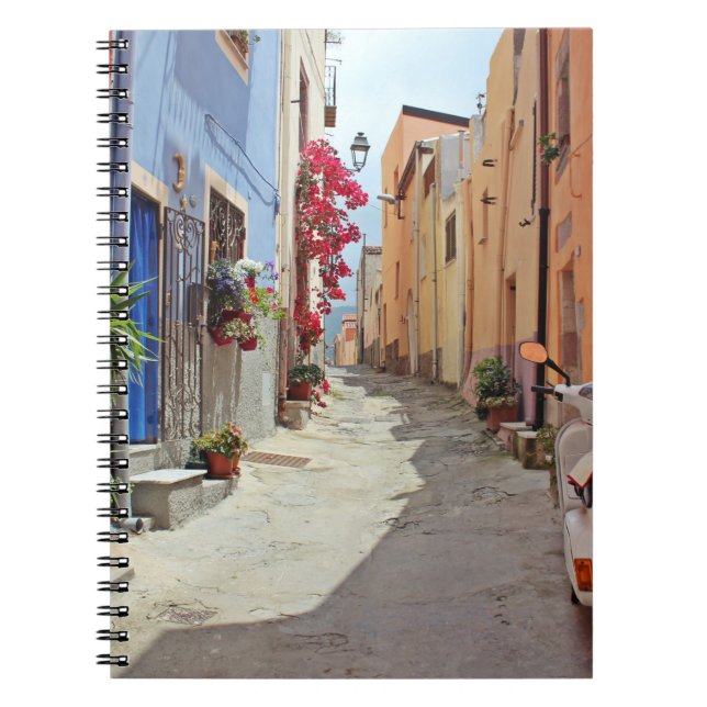 WHITE MOTOR SCOOTER NEAR BUILDING NOTEBOOK (Front)