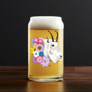 White Mountain Goat Flowers Can Glass