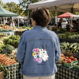 White Mountain Goat Flowers Denim Jacket