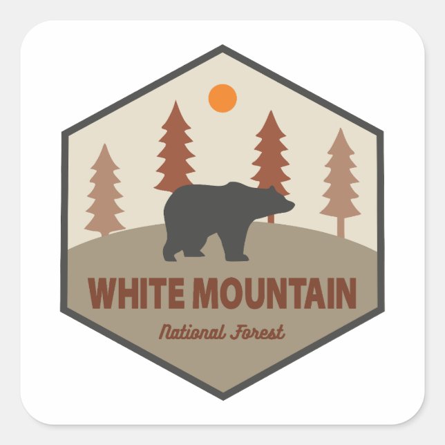 White Mountain National Forest Bear Square Sticker (Front)