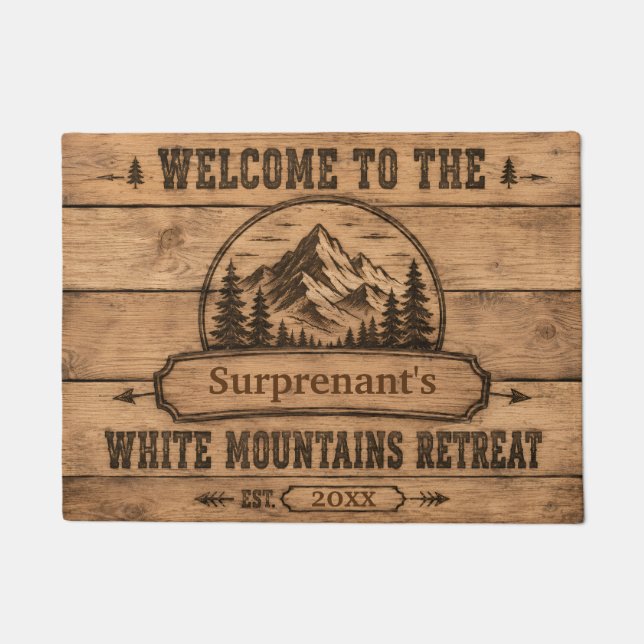 White Mountains Retreat Personalized Doormat (Front)