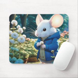 White Mouse In Garden Pad