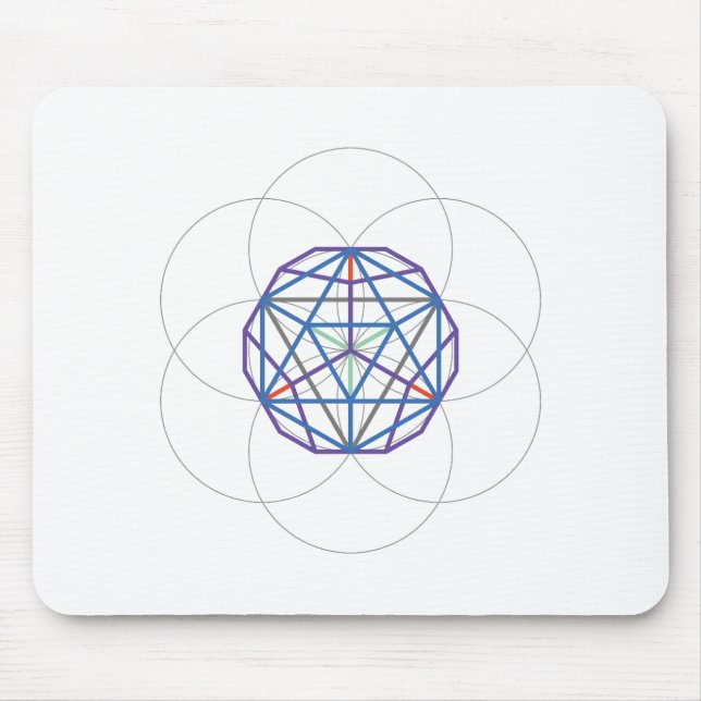 White Mouse Pad – 5 Colourful Platonic Solids (Front)