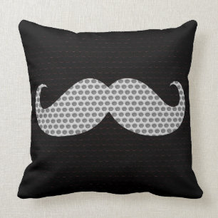 White Moustache Metal Hole Throw Pillow