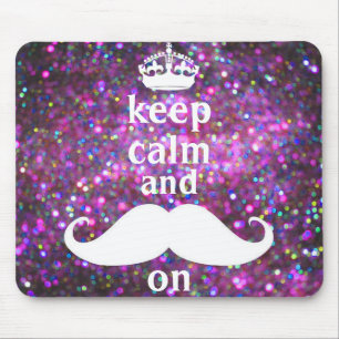 White Moustache With Purple And Pink Sparkle Mouse Pad