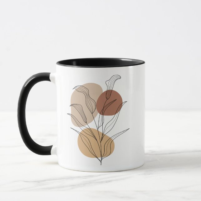 white mug ceramic with leaves mockup (Left)