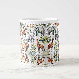 White mug featuring a vibrant jungle animal 
