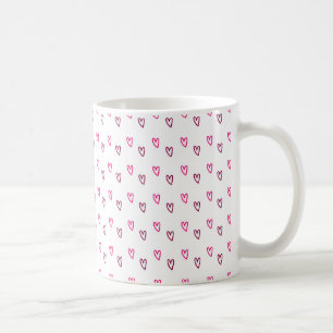 White Mug – Small Pink Hollow Hearts Pattern