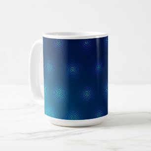 White mug with a dark blue background
