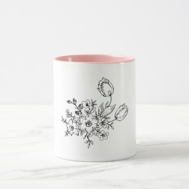 White Mug with Handmade Design (Center)