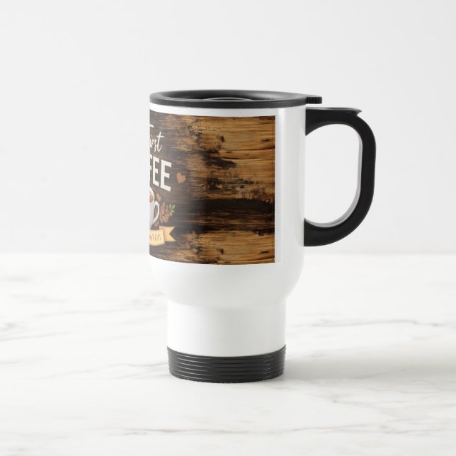 White Mug with wooden design (Right)