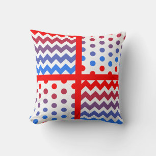 White/Multicolor Chevron/Polkadot Throw Pillow #1