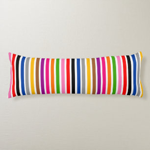 White Multicolor Stripes Lines Pattern Design Body Pillow