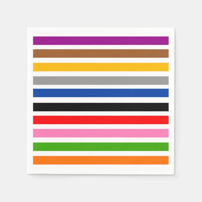 White Multicolor Stripes Lines Pattern Design  Napkin (Front)