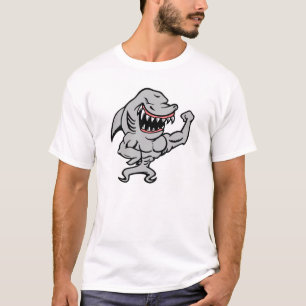 White Muscle Shark T-Shirt
