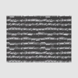 white music notes sheet on black