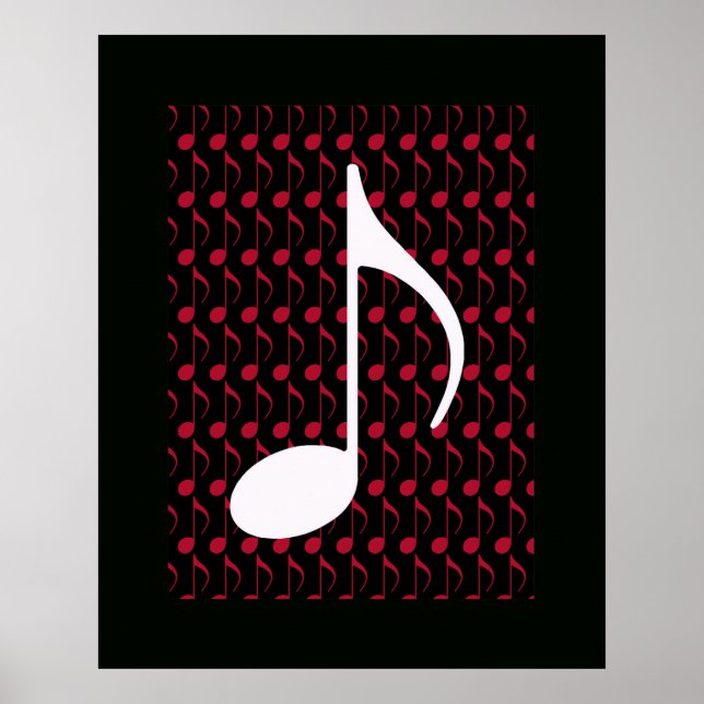 white musical note cool graphic poster (Front)