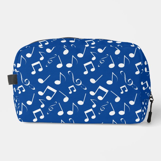 White Musical Notes Design Dopp Kit Bag (Front)