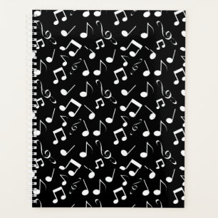 White Musical Notes Design Weekly/Monthly Planner