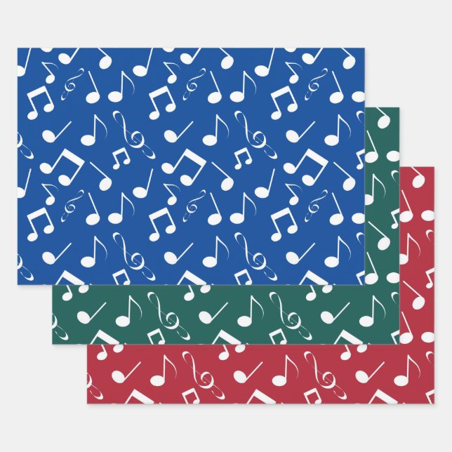 White Musical Notes Design Wrapping Paper Sets (Set)