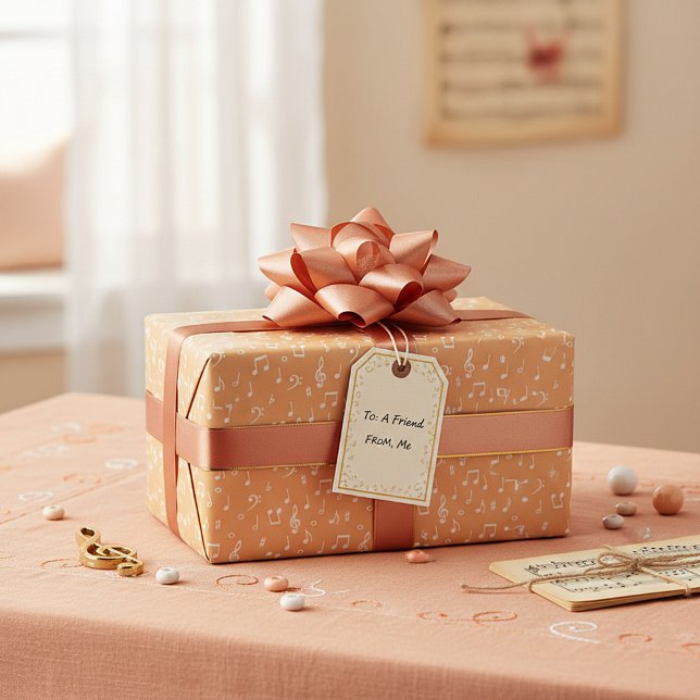white Musical with custom background colour Wrapping Paper (Creator Uploaded)