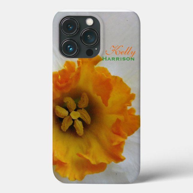 White N Orange Daffodil Personalized Case-Mate iPhone Case (Back)
