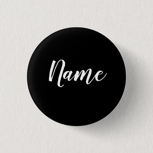 White Name on Black Background 1 Inch Round Button (Front)