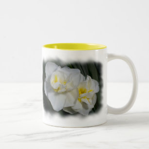 White Narcissus Daffodil Two-Tone Coffee Mug