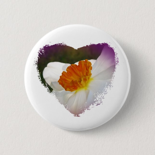 White Narcissus Floral Coordinated Items 2 Inch Round Button (Front)