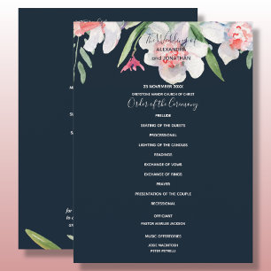 White Narcissus on Navy Wedding Program