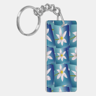 White Narcissus Pattern Keychain