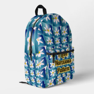 White Narcissus Pattern Printed Backpack