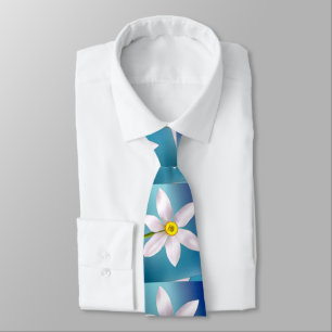 White Narcissus Pattern Tie
