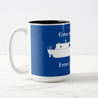White Narrowboat emblem with text Two-Tone Coffee Mug