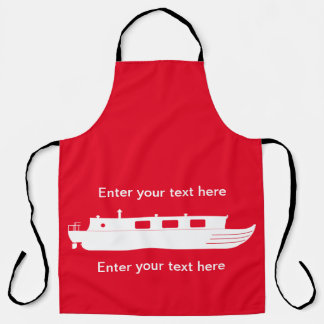 White Narrowboat with text All-Over Print Apron