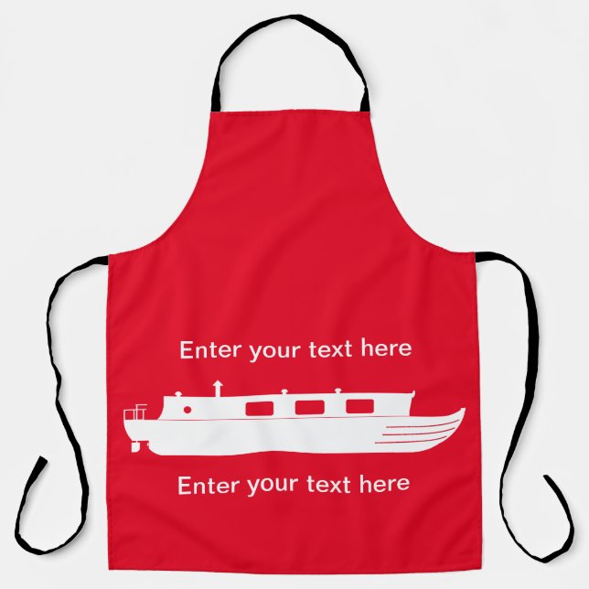 White Narrowboat with text All-Over Print Apron (Front)
