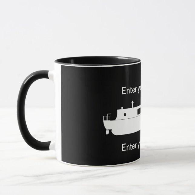 White Narrowboat with text Mug (Left)