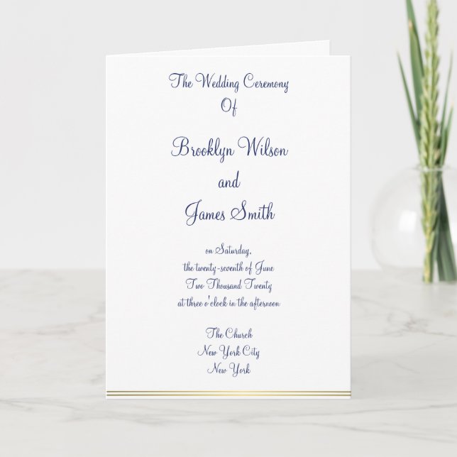 White Nautical Wedding Ceremony Programs (Front)