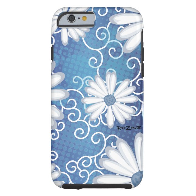 White Navy Blue Floral Tribal Daisy Tattoo Pattern Case-Mate iPhone Case (Back)