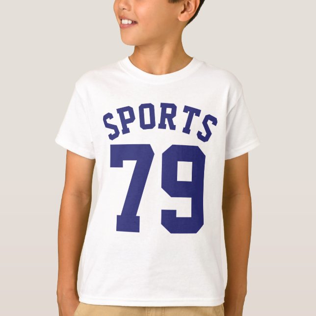 White & Navy Blue Kids | Sports Jersey Design T-Shirt (Front)