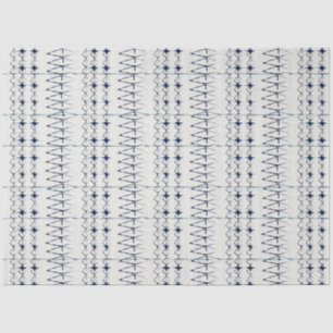 White Navy Blue Lines Tie Dye Traditional Pattern Tissue Paper