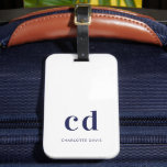 White navy blue name initials modern luggage tag<br><div class="desc">A classic chic white background. Personalize and add your monogram initials written with modern block letters.  Navy blue letters.  Modern,  trendy and simple.</div>