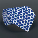 White Navy Blue Star Of David Grid Tie<br><div class="desc">Judaica Collection</div>